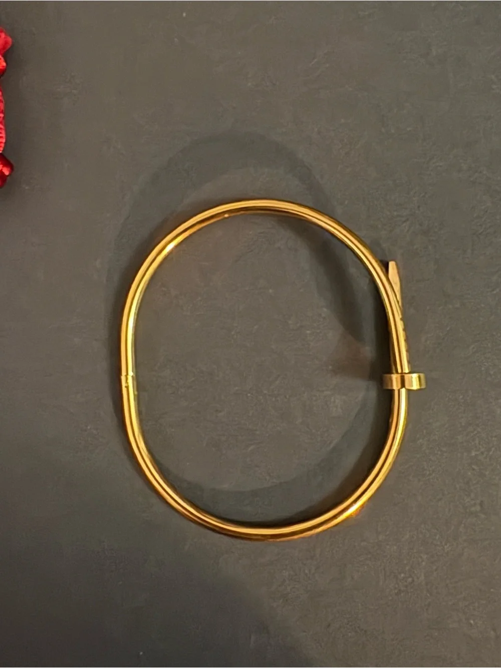 Stainless Steel Gold Plated Nail Bangle Bracelet Sz 19cm